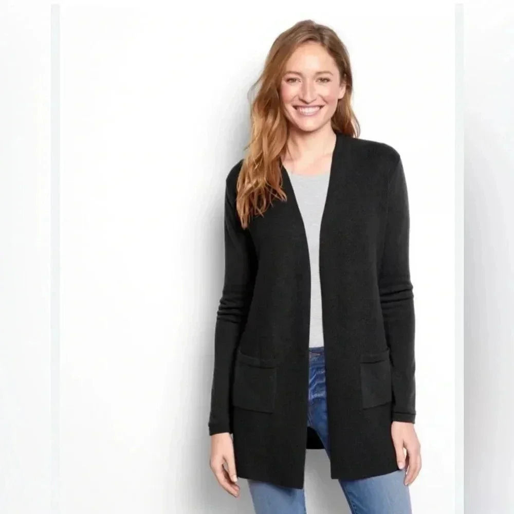 ORVIS 100% Merino‎ Wool Cardigan Charcoal gray Sz M